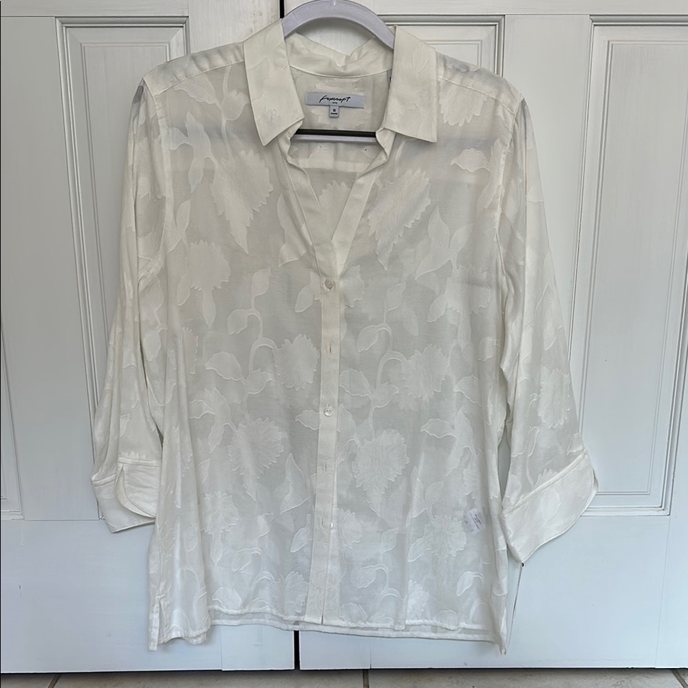 Foxcroft White Floral Blouse 16 NWT